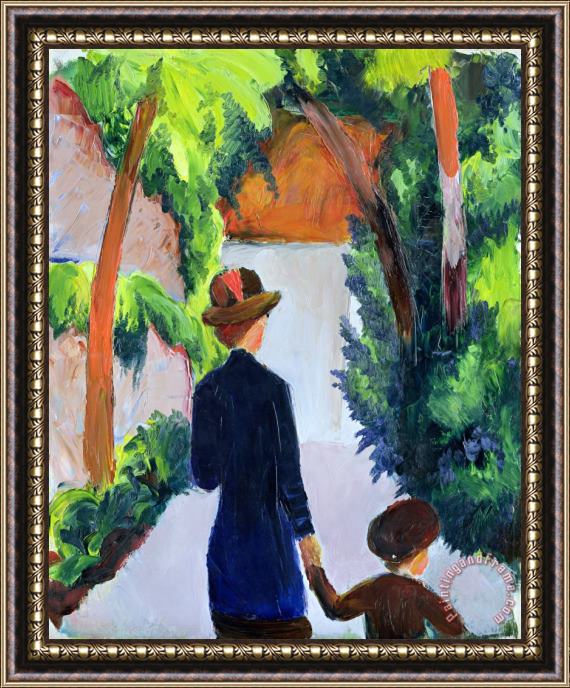 August Macke Mother and Child in the Park Framed Painting