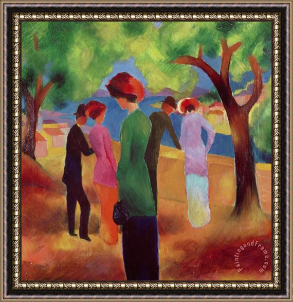 August Macke Woman in a Green Jacket Framed Painting