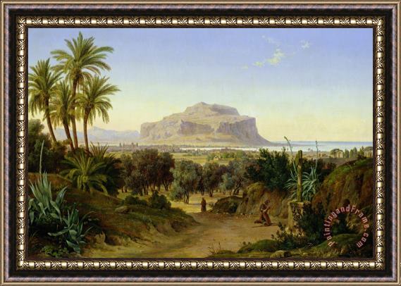 August Wilhelm Julius Ahlborn View of Palermo with Mount Pellegrino Framed Painting