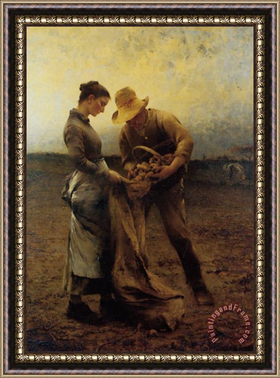 August Wilhelm Nikolaus Hagborg Potato Gatherers Framed Painting