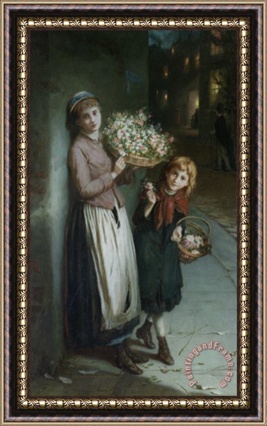Augustus Edwin Mulready Flower Girls Framed Painting