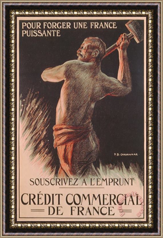 B Chavannaz Poster Advertising The French National Loan Framed Painting