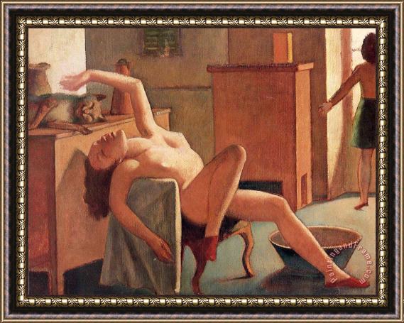 Balthasar Klossowski De Rola Balthus Nude with Cat 1949 Framed Painting