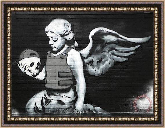 Banksy Cherub And Skull Framed Print