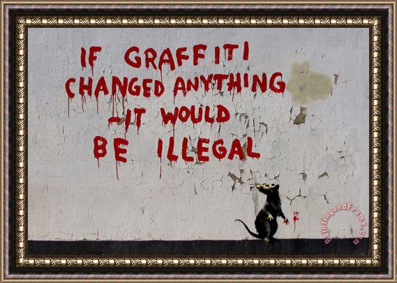 Banksy If Graffiti Changed Anything Framed Painting