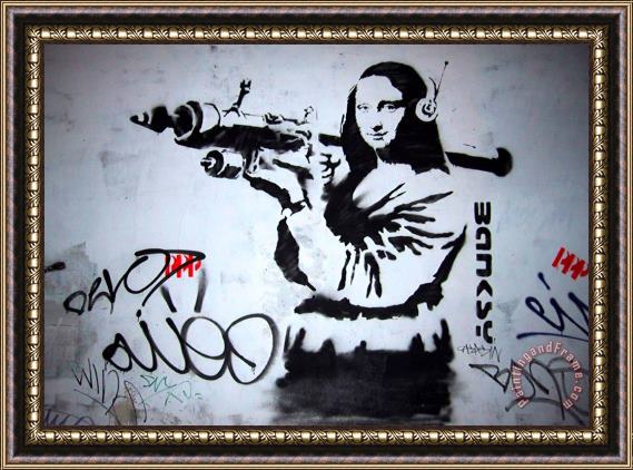 Banksy Mona Lisa Rocket Launcher Framed Print