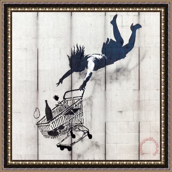 Banksy Shop Until You Drop in Mayfair Framed Painting