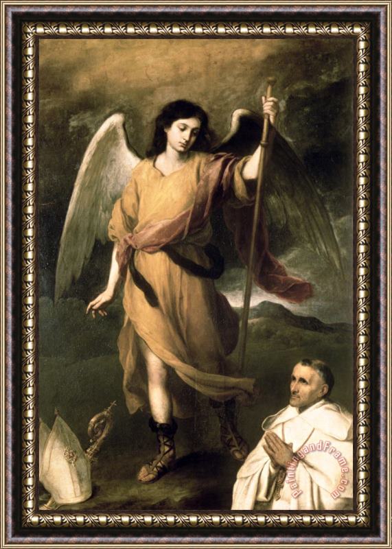 Bartolome Esteban Murillo Archangel Raphael with Bishop Domonte Framed Painting