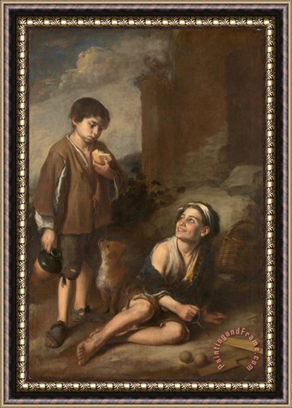 Bartolome Esteban Murillo Two Peasant Boys Framed Painting