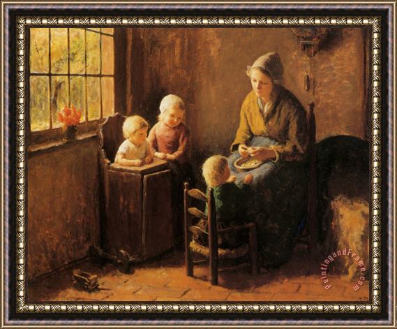 Bernard Jean Corneille Pothast At Mothers Knee Framed Painting