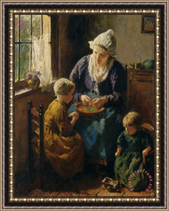 Bernard Jean Corneille Pothast Mothers Little Helpers Framed Painting