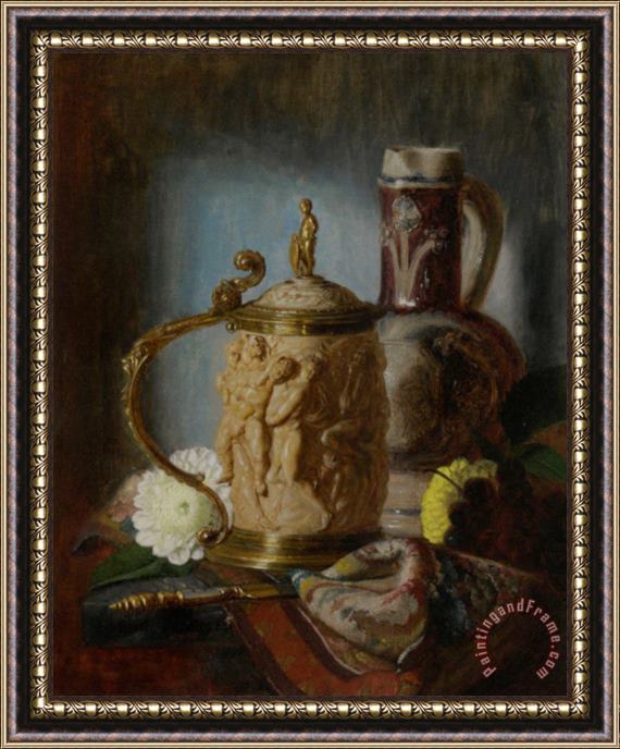 Blaise Alexandre Desgoffe The Ivory Tankard Framed Painting