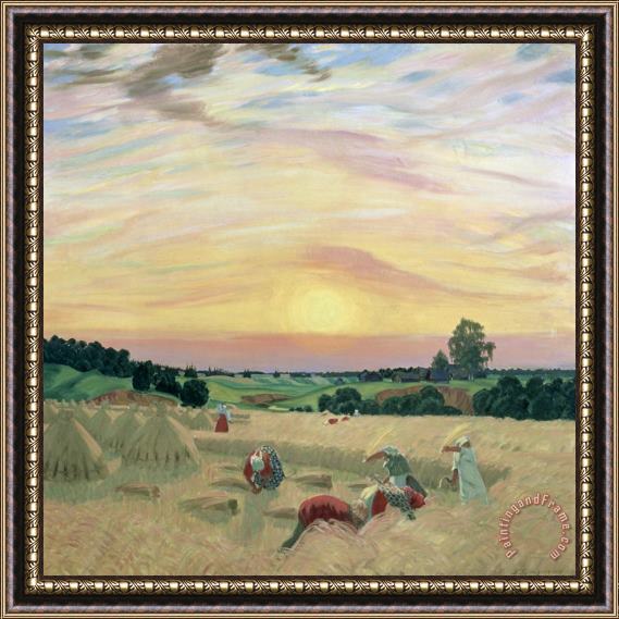 Boris Mikhailovich Kustodiev The Harvest Framed Painting
