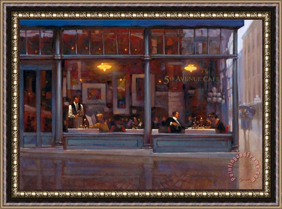 brent lynch Fifth Avenue Cafe 2 Framed Painting