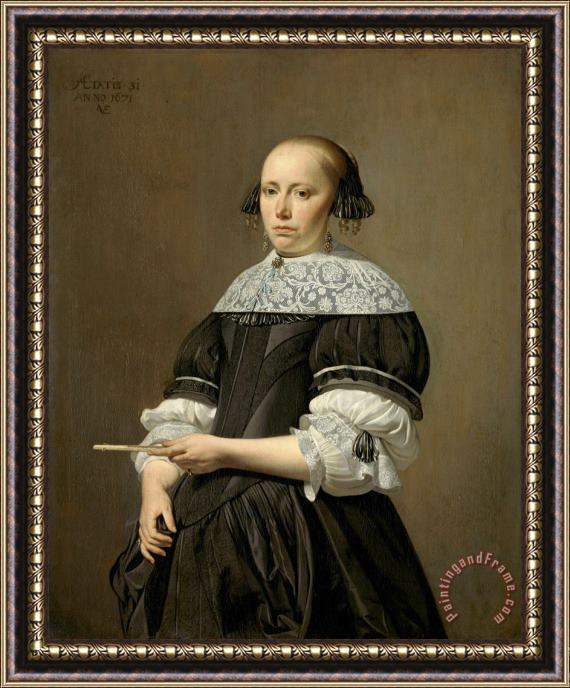 Caesar Boetius van Everdingen Portrait of Elisabeth Van Kessel, Wife of Willem Jacobsz Baert Framed Print