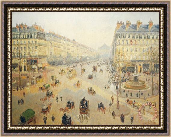 Camille Pissarro Avenue De L'opera In Paris Framed Painting