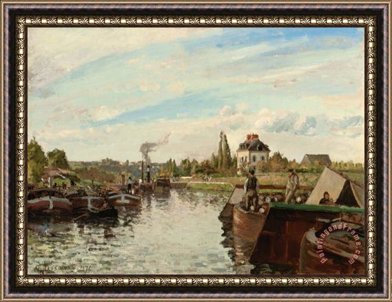 Camille Pissarro Barge on the Seine at Bougival Framed Painting