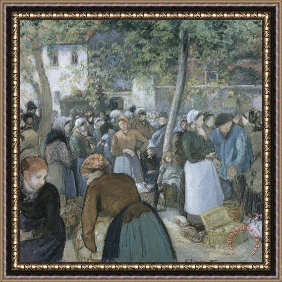 Camille Pissarro Poultry Market, Gisors Framed Painting