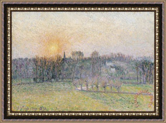 Camille Pissarro Sunset, Bazincourt Framed Painting