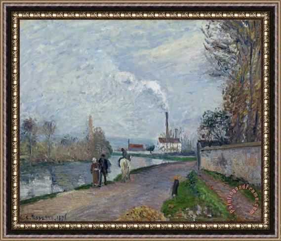 Camille Pissarro The Oise Near Pontoise in Grey Weather Framed Painting