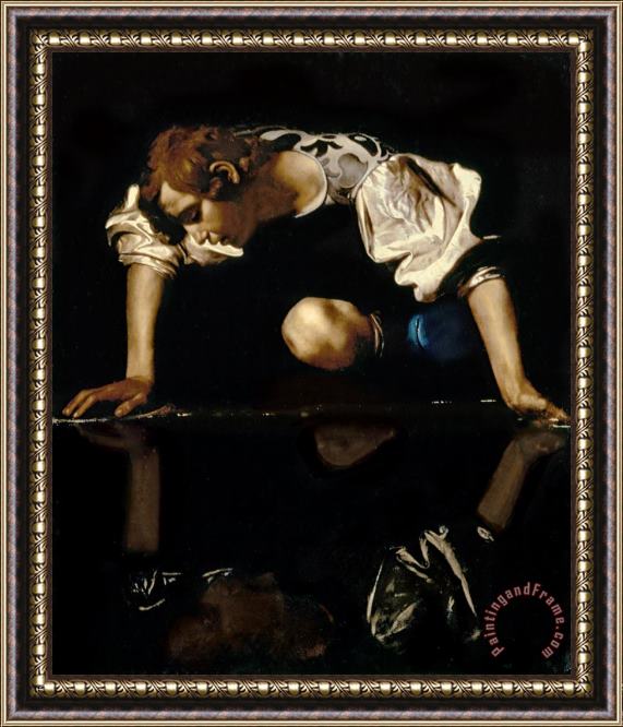 Caravaggio Narcissus Framed Painting