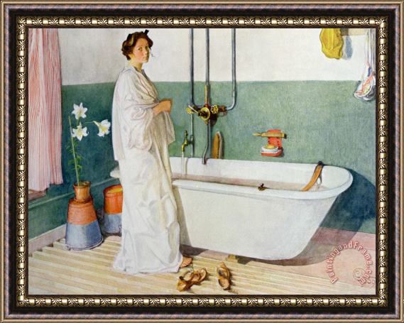 Carl Larsson Bathroom Scene Lisbeth Framed Painting