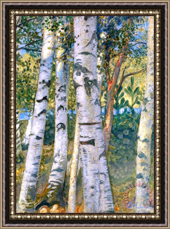 Carl Larsson Birch Trees Framed Painting