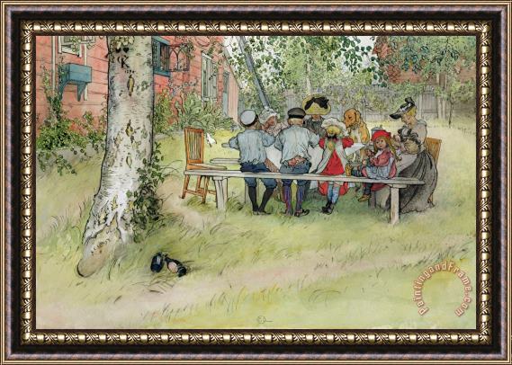 Carl Larsson Breakfast Under The Big Birch Framed Painting