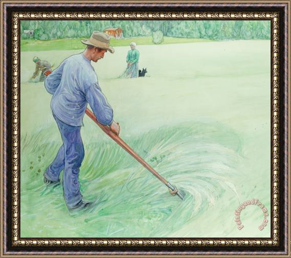 Carl Larsson Harvesters Framed Painting
