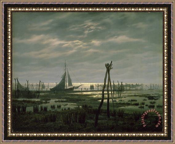 Caspar David Friedrich Marshy Beach (oil on Canvas) Framed Painting
