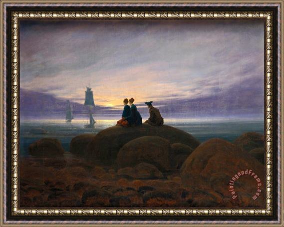 Caspar David Friedrich Moonrise by The Sea Framed Painting
