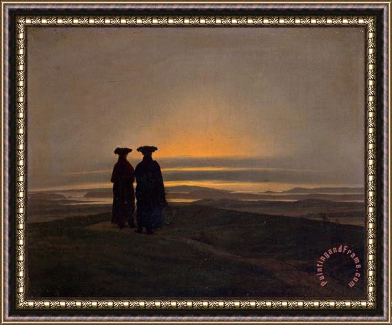 Caspar David Friedrich Sunset (brothers) Framed Painting