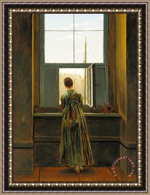Caspar David Friedrich Woman at a Window Framed Print