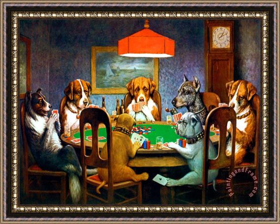 cassius marcellus coolidge A Friend in Need Dogs Playing Poker Framed Print
