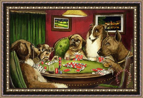 cassius marcellus coolidge Dogs Playing Poker I Framed Print
