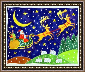Pinocchio Wishes Upon a Star Framed Paintings - Stars And Snowfall by Cathy Baxter