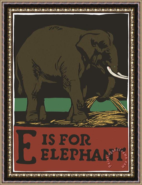 C.B. Falls Alphabet: E Is for Elephant Framed Painting