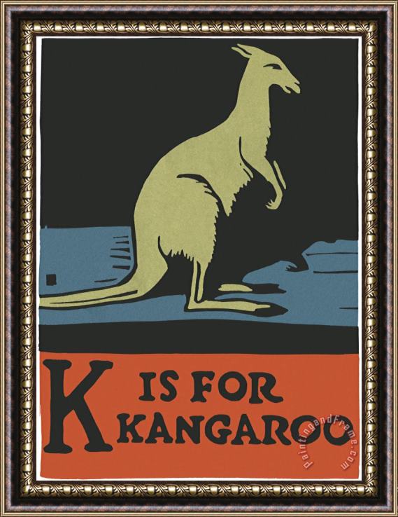 C.B. Falls Alphabet: K Is for Kangaroo Framed Painting