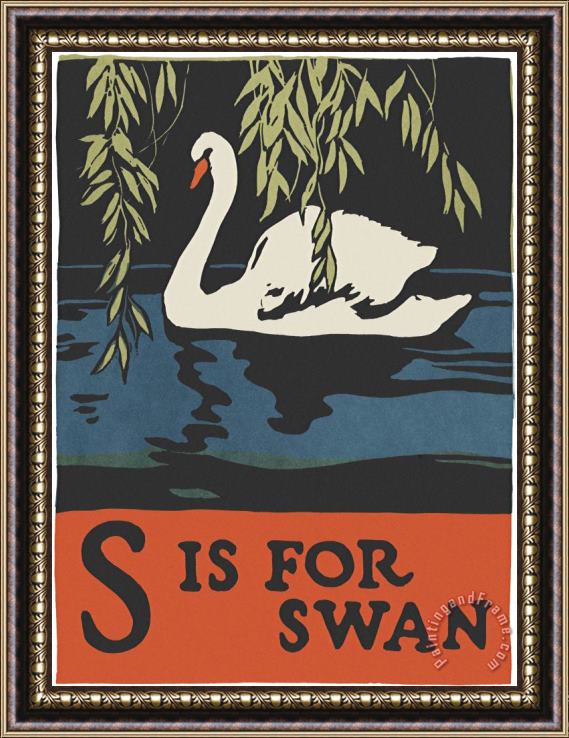 C.B. Falls Alphabet: S Is for Swan Framed Painting