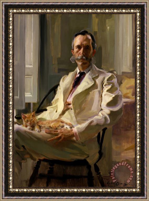 Cecilia Beaux Man with The Cat (henry Sturgis Drinker) Framed Print