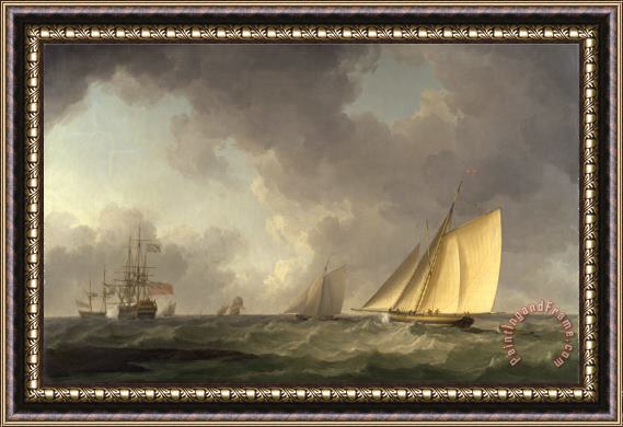 Charles Brooking Cutter Close Hauled in a Fresh Breeze, with Other Shipping Framed Painting
