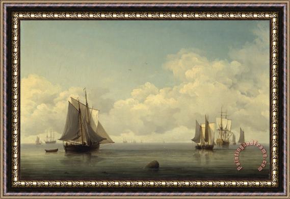 Charles Brooking Fishing Boats in a Calm Sea Framed Painting