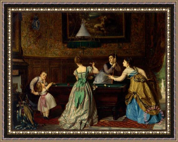 Charles Edouard Boutibonne Ladies Playing Billiards Framed Painting