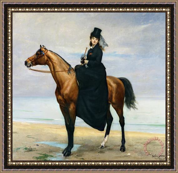 Charles Emile Auguste Carolus Duran Equestrian Portrait of Mademoiselle Croizette Framed Print