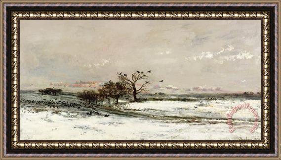 Charles Francois Daubigny The Snow Framed Painting