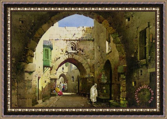 Charles Leaver A Street in Jerusalem Framed Painting