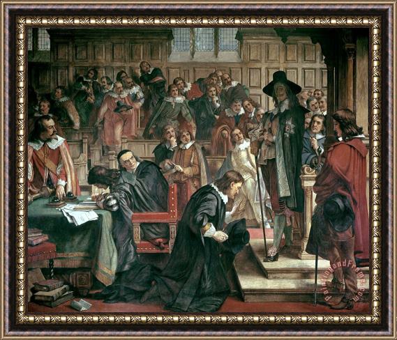 Charles West Cope Attempted arrest of 5 members of the House of Commons by Charles I Framed Painting