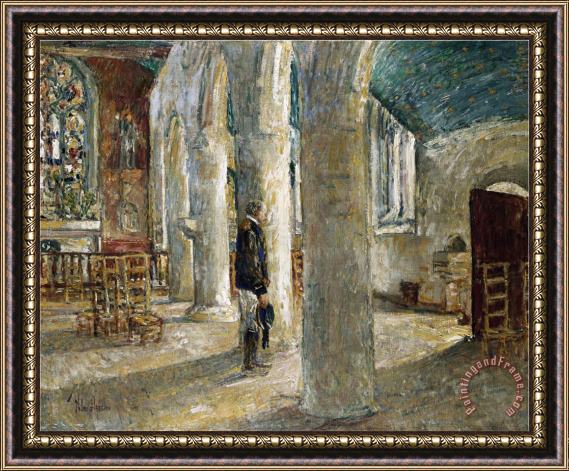 Childe Hassam Church Interior Brittany 1897 Framed Print