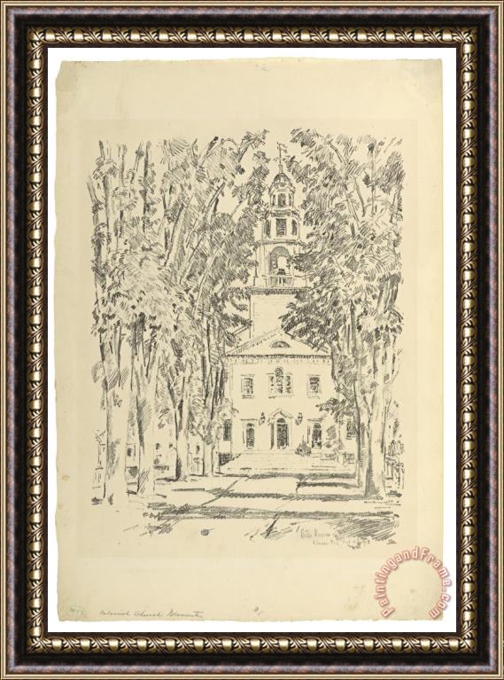 Childe Hassam Colonial Church Gloucester Framed Painting