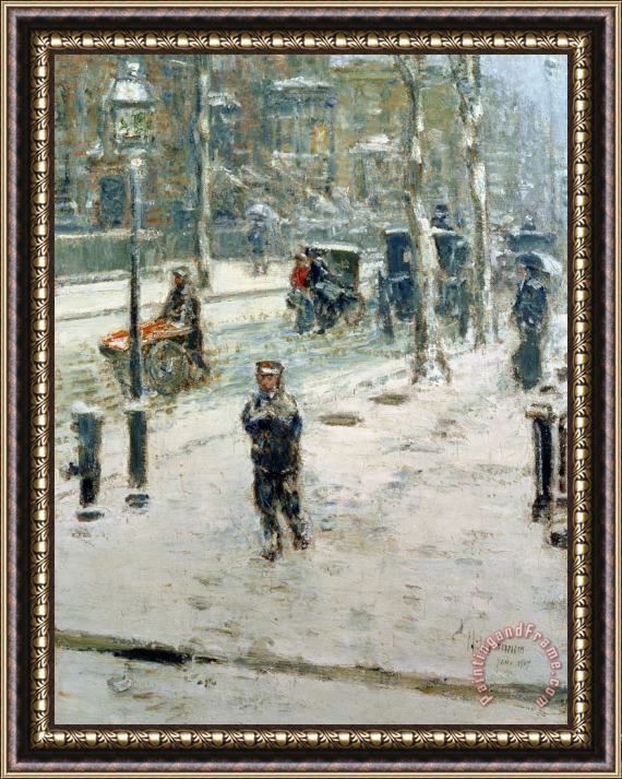 Childe Hassam Snow Storm on Fifth Avenue Framed Print